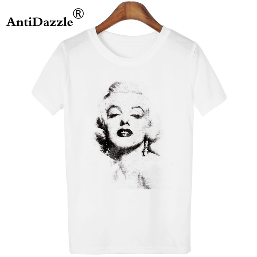 Antidazzle Мэрилин футболка Монро с принтом персонажа Повседневная футболка Женские топы Короткий рукав летучая мышь Camisetas Mujer белые футболки - Цвет: mliss1