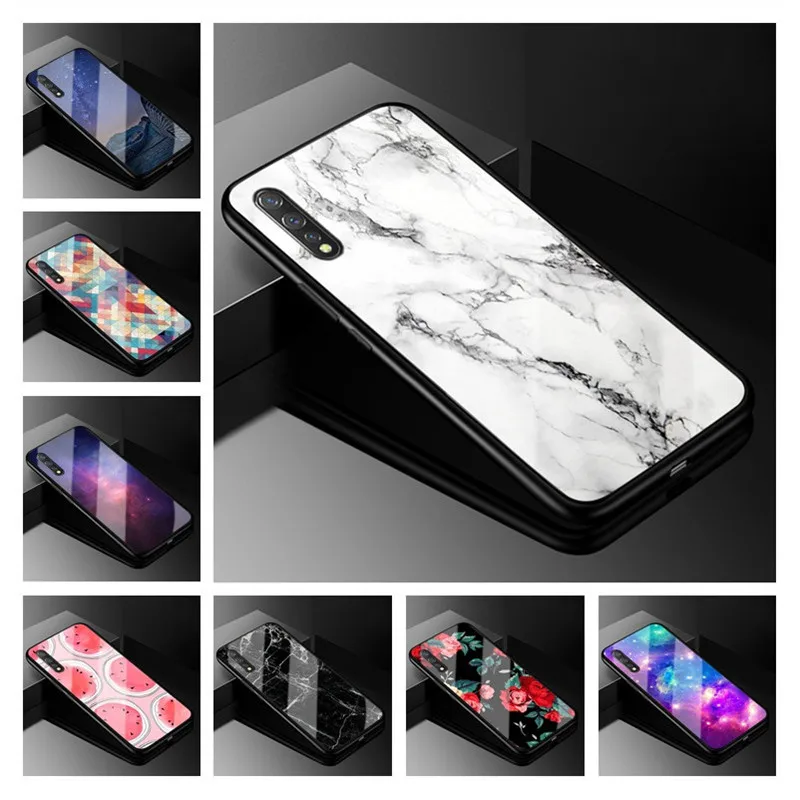 

Tempered Glass Case For Vivo S1 Case 6.38" Hard Back Cover For Vivo S1 Case S 1 Soft TPU Bumper For Vivo Y7s Case Cover Funda