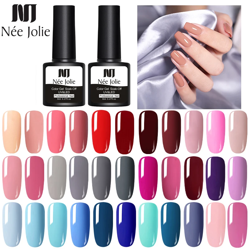 

NEE JOLIE 8ml Pure Colors Gel Nail Polish Nails Soak Off Manicure UV Gel Varnish DIY Nail Art Manicure Lacquer Decorations