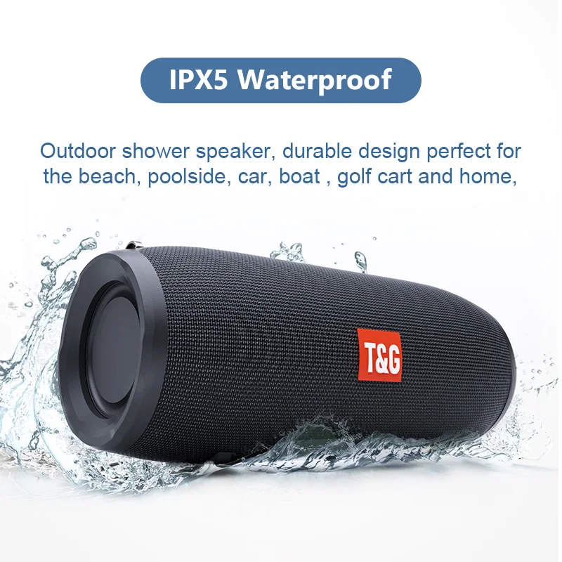 Portable Bluetooth Speaker 10w Wireless Bass Column Waterproof Outdoor Speaker Support AUX TF USB Subwoofer Loudspeaker TG125