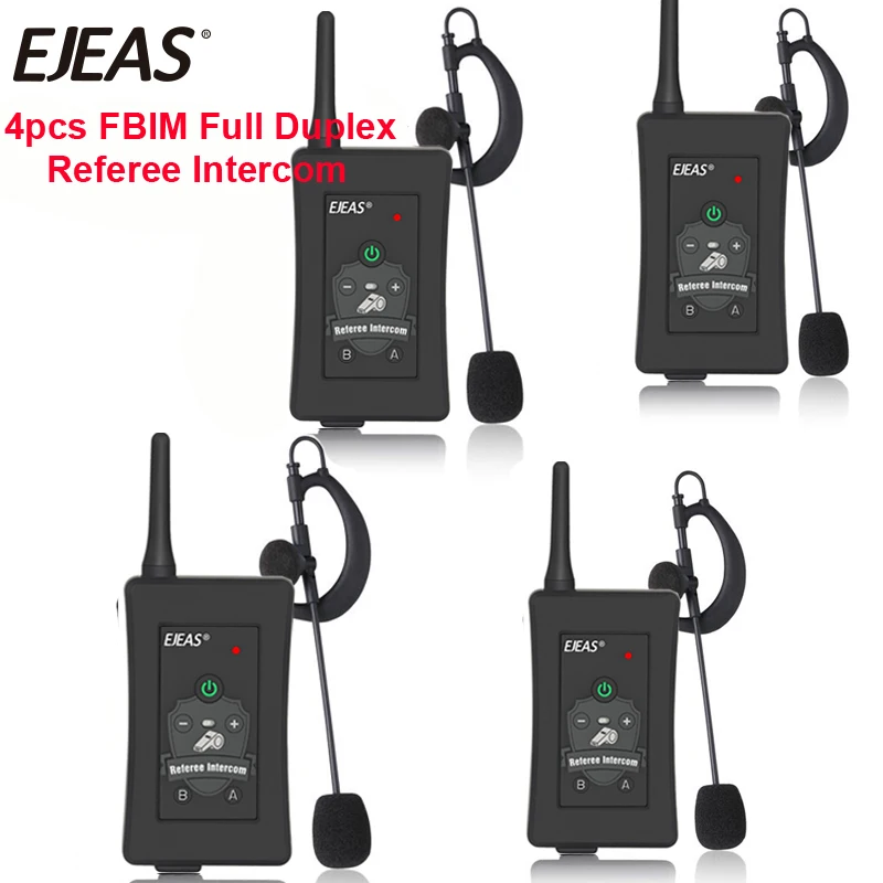 4pcs 2019 Latest EJEAS Brand Football Referee Intercom Headset FBIM 1200M Full Duplex Bluetooth Motorcycle Interphone Wireless