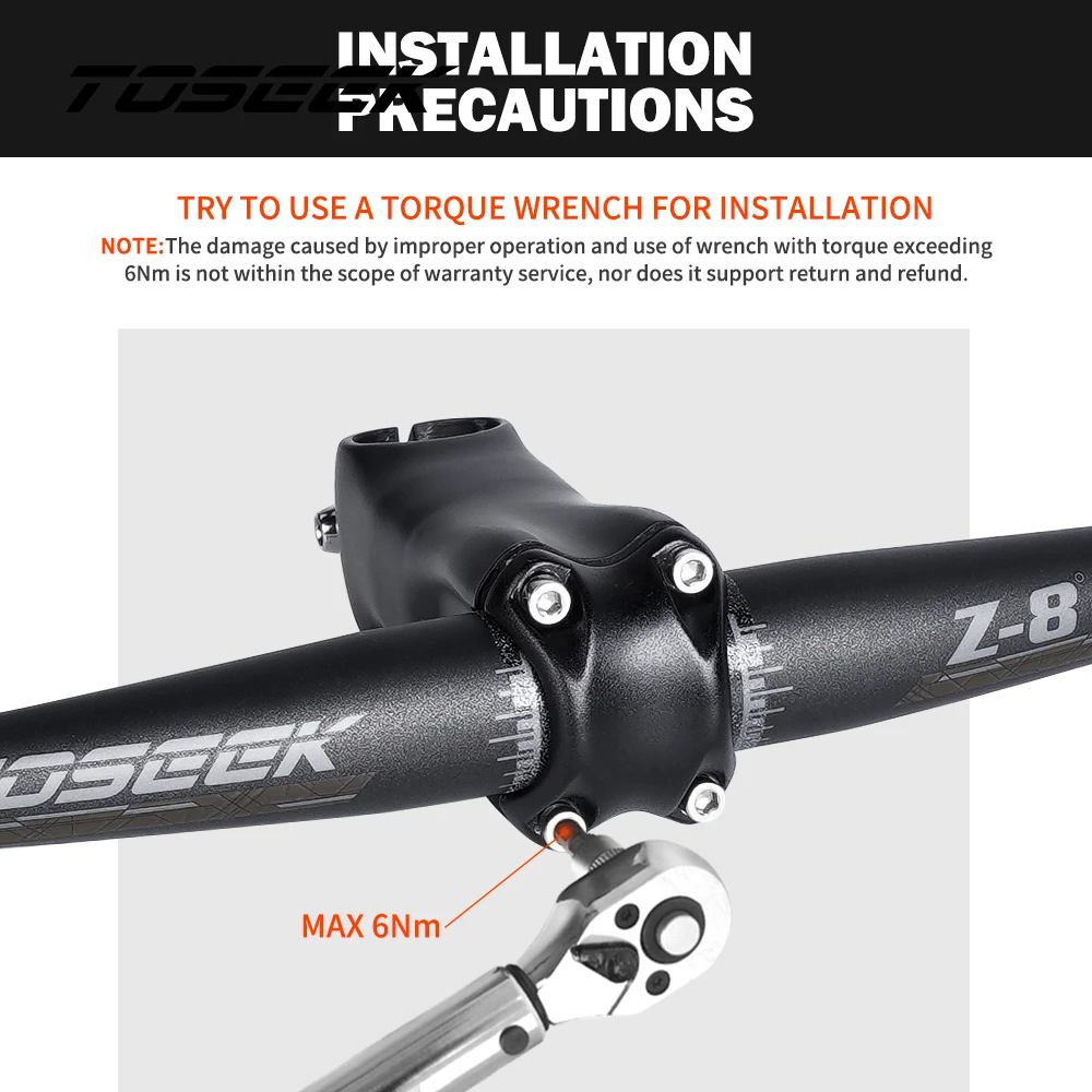 Manubrio MTB In Carbonio TOSEEK – Piatto/Riser 31,8mm – Larghezza 580-760mm – Opaco