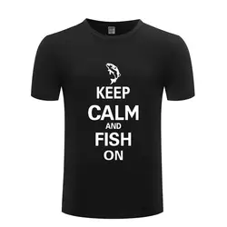 Keep Calm and Fish on-Camping Футболка мужская забавная хлопковая футболка с коротким рукавом Уличная новинка футболка для мужчин