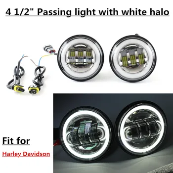 

1 pair 4.5 inch LED Fog Lights With Angel Eyes Passing Lamps DRL bulb driving light For Harley auxilairy Lamp lights
