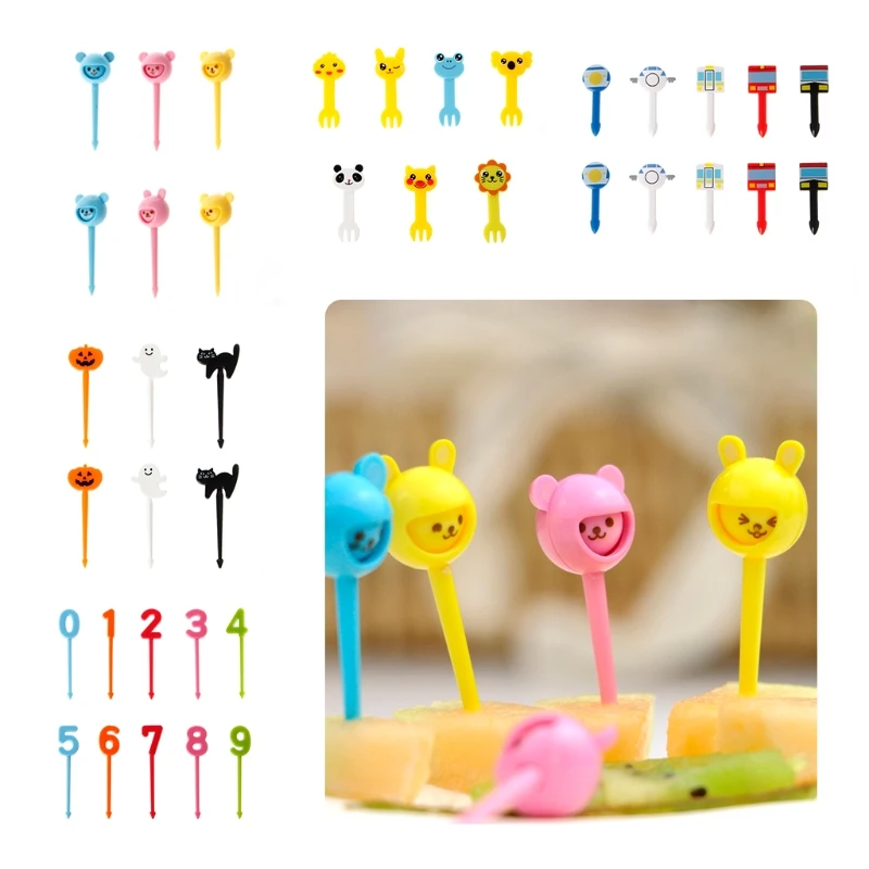 

Farm Cartoon Animal Fruit Fork Set Plastic Cute Toothpick Tableware Food Picks