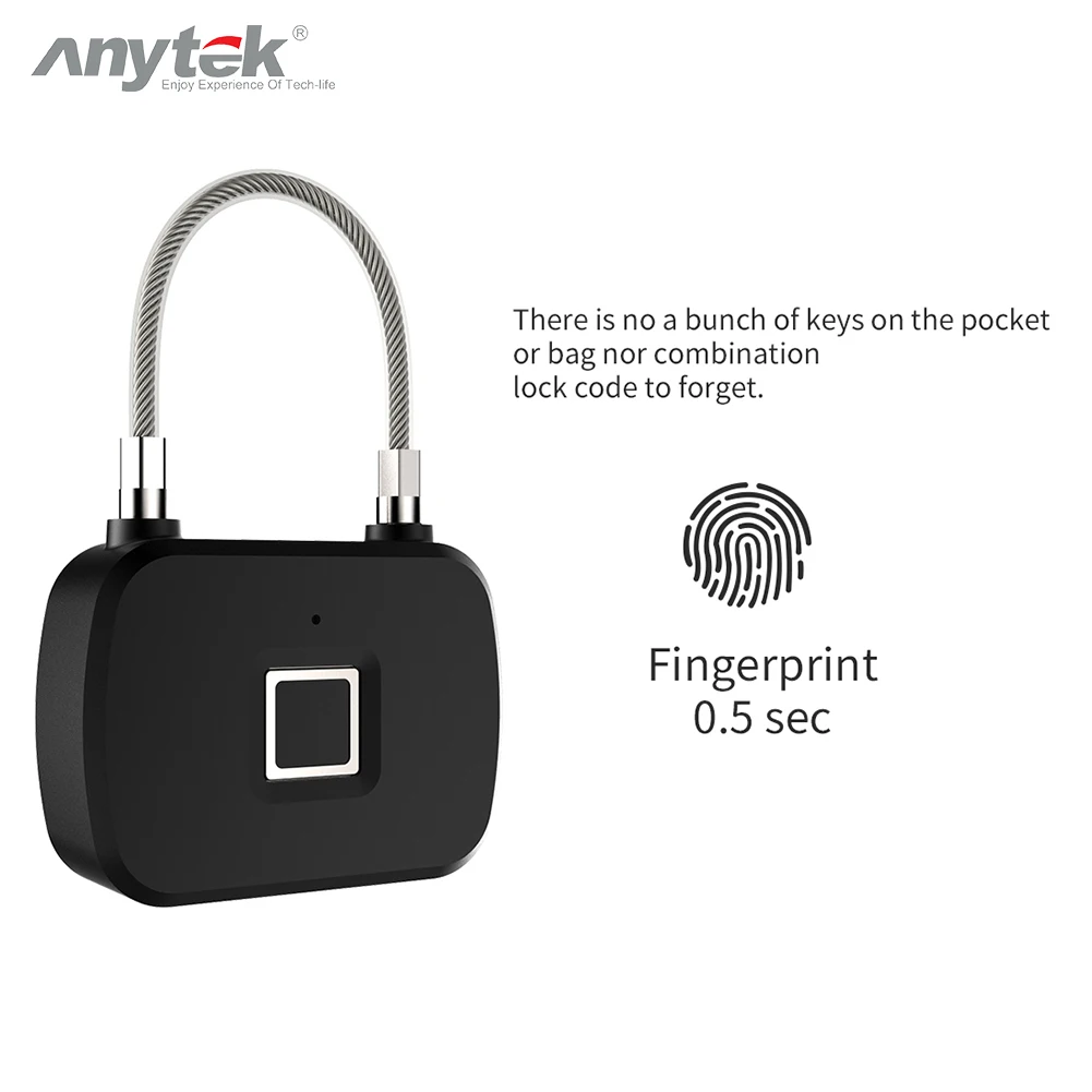 Anytek L13 Smart Keyless замок отпечатков пальцев Противоугонный замок безопасности дверь чемодан, багаж, кейс с замком высокого качества охранная сигнализация
