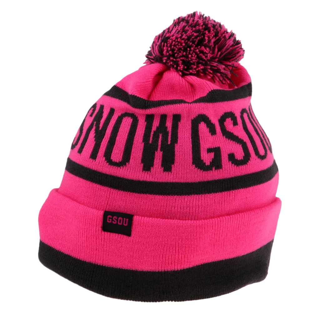 Unisex Snowboard Cycling Baggy Beanie Hat Winter Warm Pom Knit Ski Soft Long Cuff Running Skull Cap