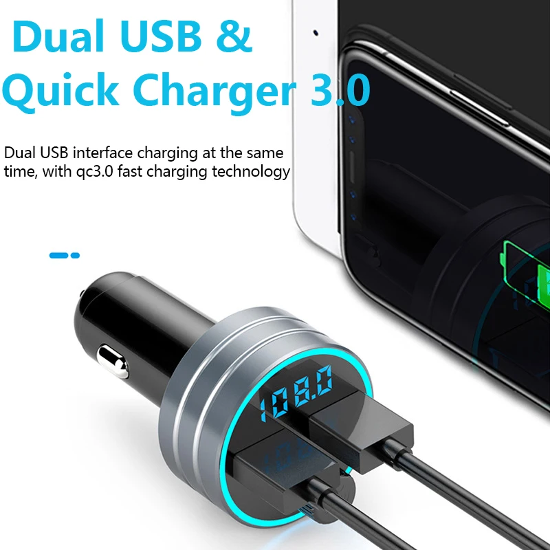 FM трансмиттер автомобильный с поддержкой Bluetooth и mp3 плеером 2 USB