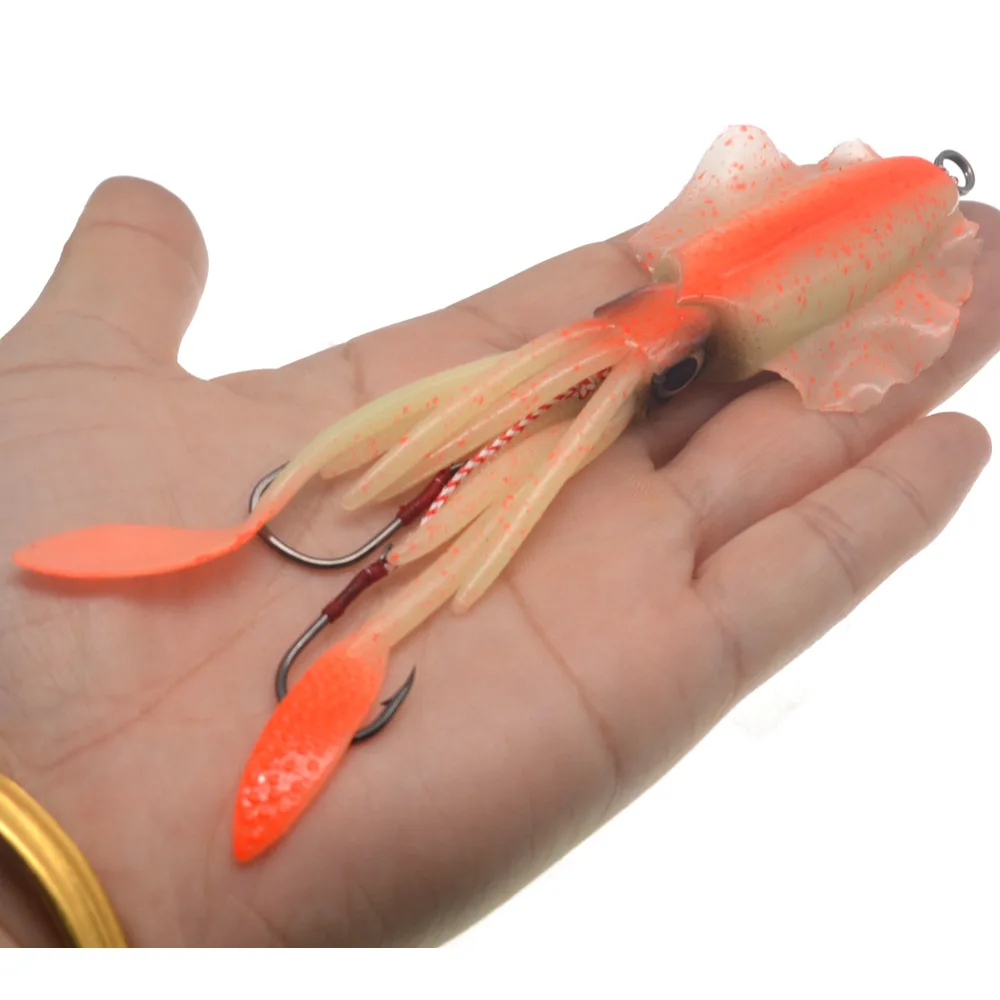 Bassland 15cm 60g Squid Fishing Soft Lure With Lead Jigging Hook Sea Fishing Boat Fishing Squid Octopus Baits Moray Tuna