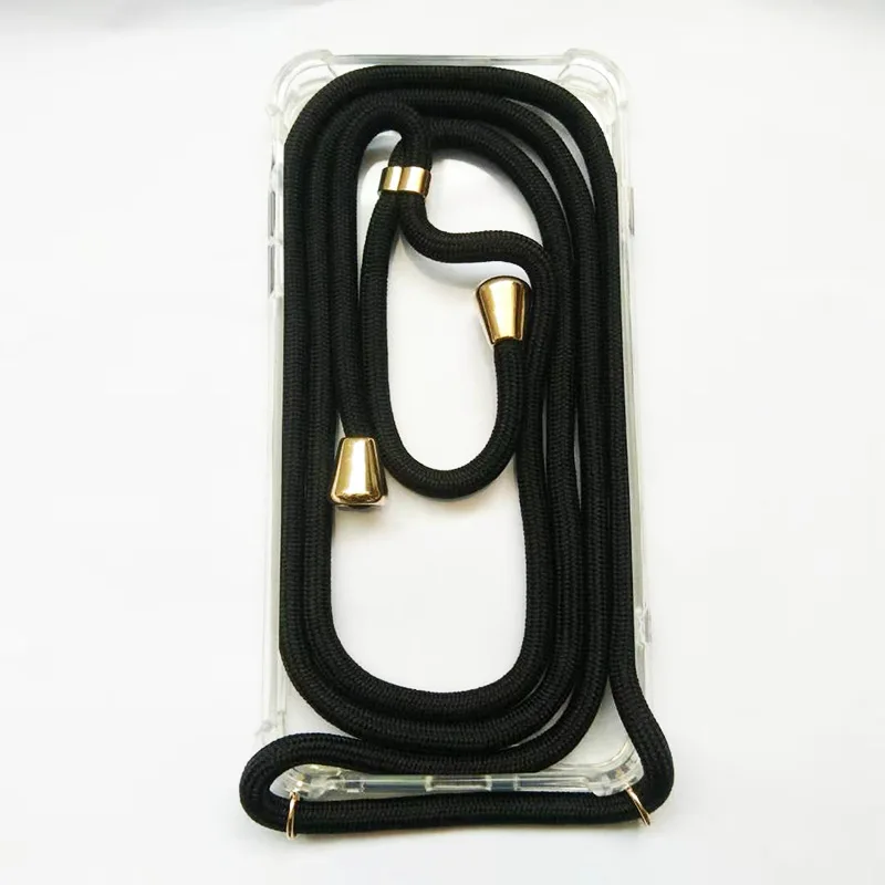 black stripe case 1 шт прозрачный мягкий ТПУ чехол для телефона с шнурком ожерелье плечевой шейный ремень веревочный Шнур для Iphone 7/8 - Цвет: black stripe case