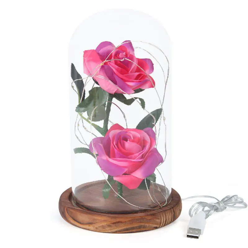 Вечный цветок Роза светодиодный ночной Светильник гирлянда Рождественская