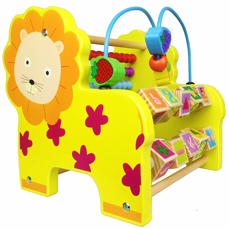 

Montessori Toy Multi-functional Animal Counting Rack Around The Beads Baby Early Learning Wooden Flip Arithmetic Rack