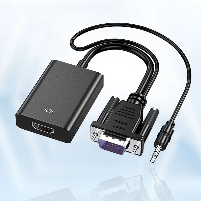 

1080P Portable VGA To HDMI Converter HD Adapter With Audio Cable Supports Video and Audio Synchronously For HDTV PC Laptop TV