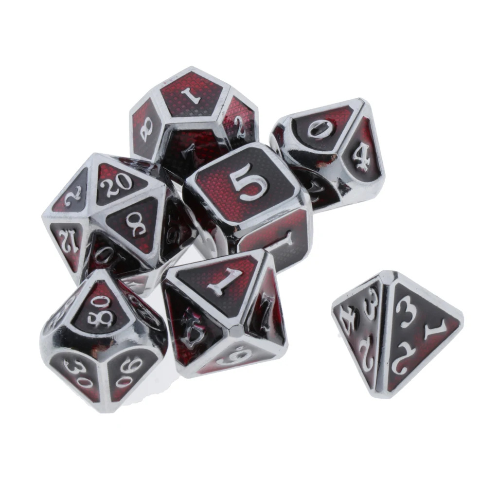 7pcs Embossed Metal Multi-sided Polyhedral Dice Set for Dungeons and Dragons Dice MTG DND RPG Table Games Board Game D20 D12 Set