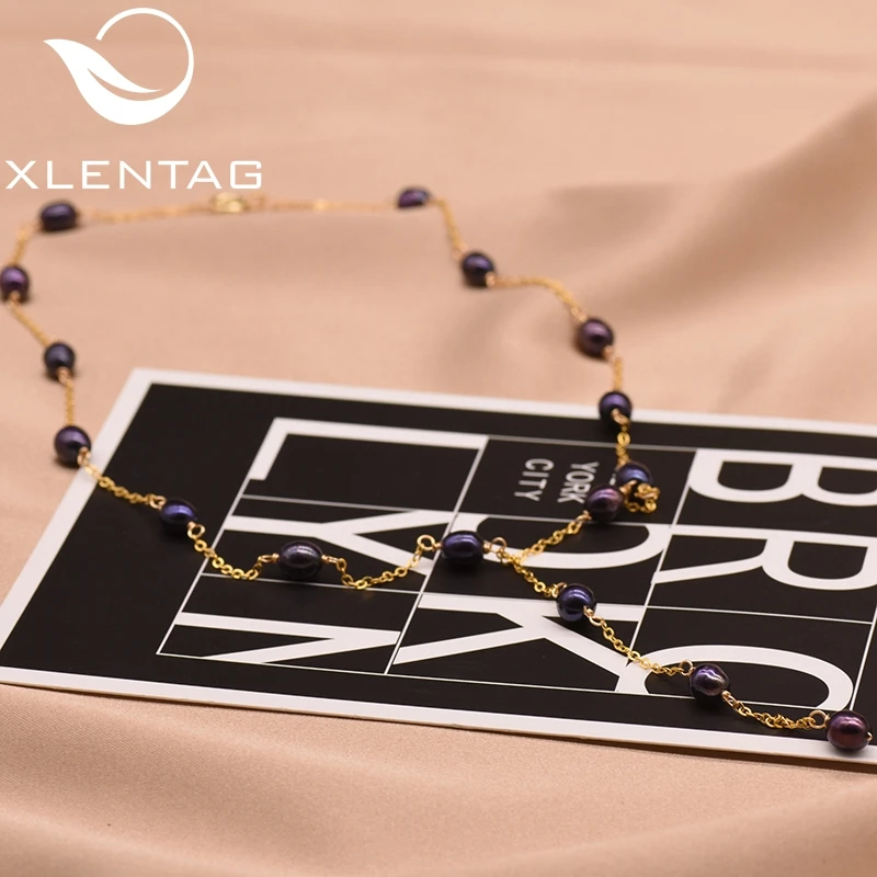 XlentAg, 925 пробы, серебро, натуральный пресноводный жемчуг, подвеска, ожерелье для женщин, подарок, Свадебная вечеринка, хорошее ювелирное изделие, Colar GN0095