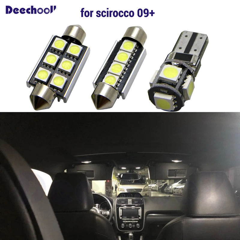 Deechooll 12 шт. автомобильная светодиодная лампа для VW Scirocco 3R белая внутреннего освещения Volkswagen Dome Reading Lights|interior