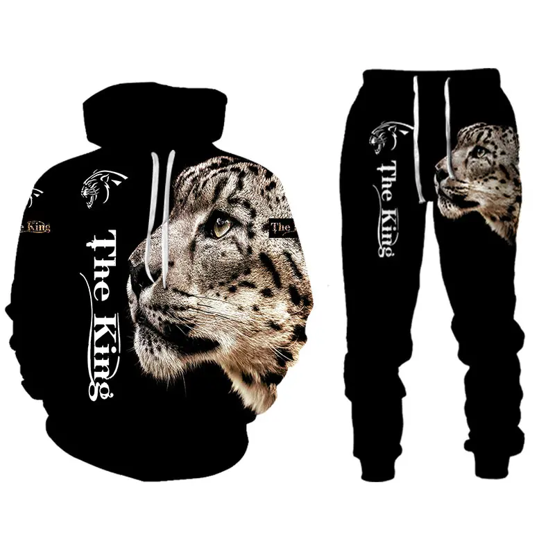 Forest Wolf 3d Printed Hoodie Suit Male Autumn Winter Casual Sweashirts Sweatpants Men Tracksuit Set Fashion Men's Clothing Suit men's loungewear sets