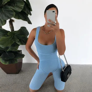 

KLALIEN summer casuale fitness yogo skinny high elastic female playsuit streetwear jogging sportswear mountaineering playsuit