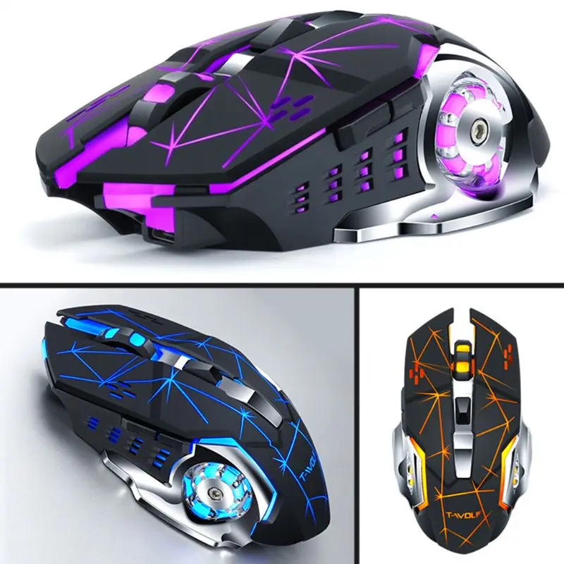Q13 2 4GHz Wireless Mouse LED Rechargeable Silent Backlight Game 2400DPI Mouse E65A 1