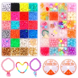 Cuentas planas de arcilla polimérica para fabricación de joyas, 3500 piezas, 6mm, Kit de cuentas de arcilla polimérica con conejo para pulsera, regalo para niñas