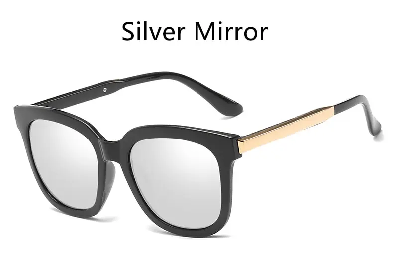 black silver Винтажные большие квадратные солнцезащитные очки, женские вечерние солнцезащитные очки с прозрачной оправой, известный бренд, дизайнерские черные очки, красивые зеркальные очки - Цвет линз: black silver