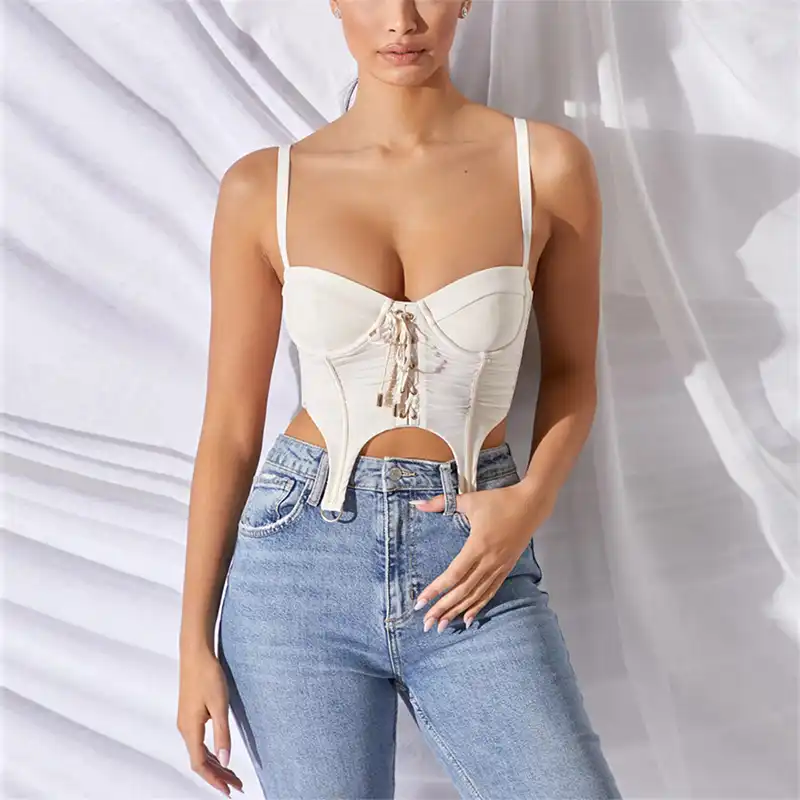 ruched mesh crop top