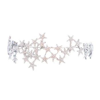 

Fashion Luxury Crystal Star Hair Band Retro Rhinestone Bridal Tiara Crown Headband Wedding Hair Accessories