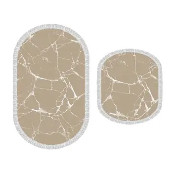 

Oval Fringed 2'li Bath Mat Pad Crack Wall Coffee White