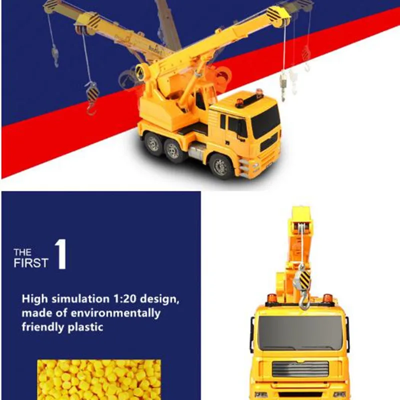 High Simulation Electric Remote Control RC Crane With Flash Light Program Demo Rotation Table UP & Down Engineering Vehicle To 3