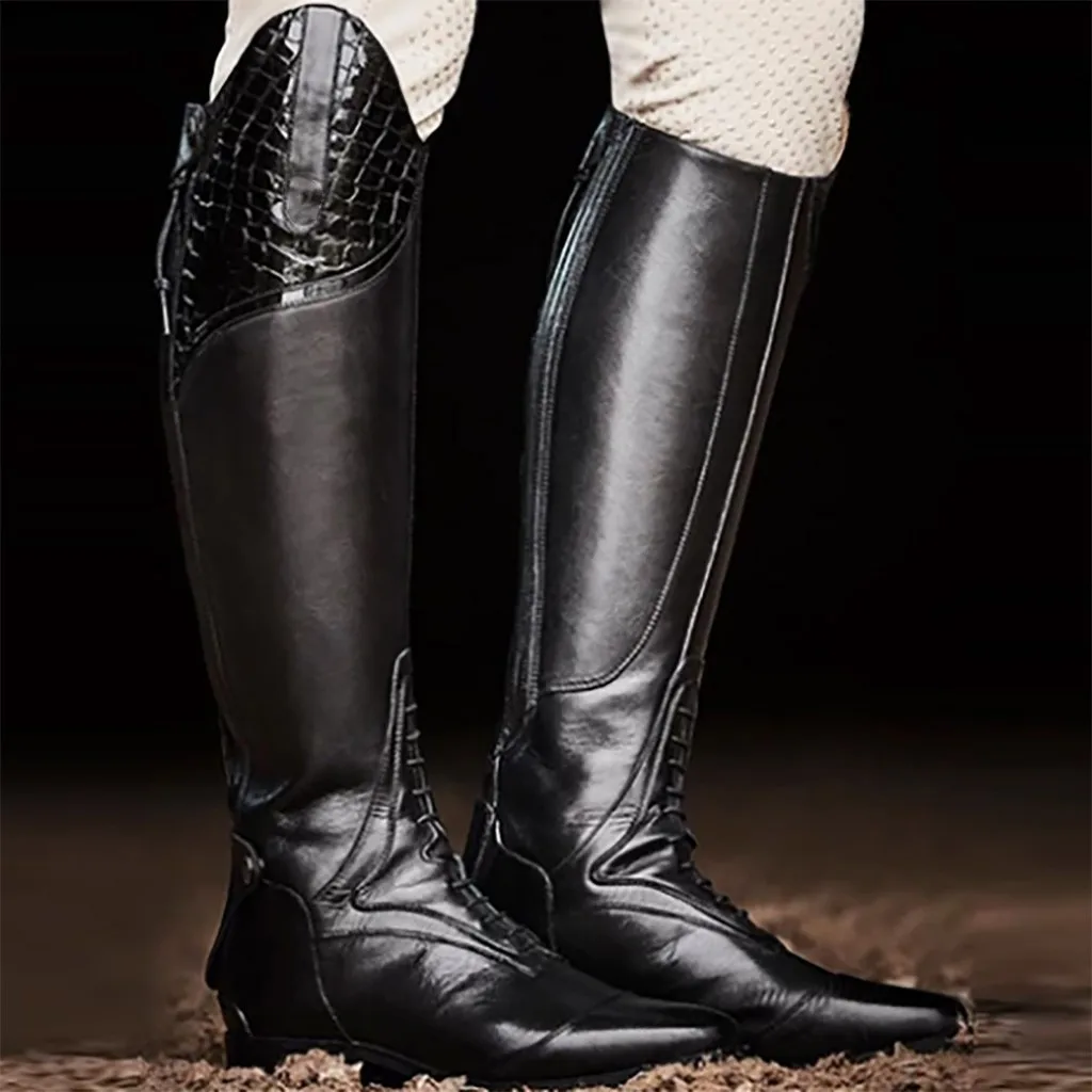 Women Winter Warm Punk Neutral Med Heels Boots Cool Retro Zipper Riding Shoes shoes woman boots women zapatos de mujer botas#45