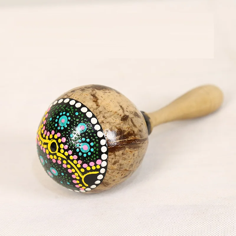 Coconut Shell Sand Hammer Shaker Hand Rattle Percussion Musical