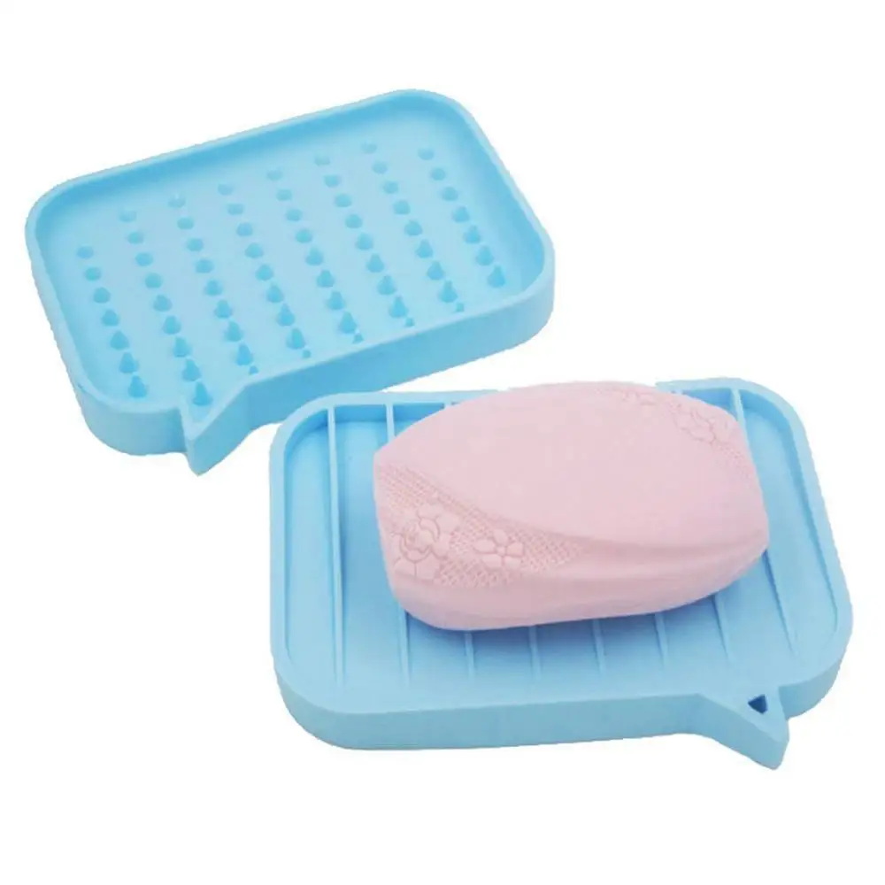 

Bathroom Silicone Flexible Soap Dishes Storage Holder Soapbox Plate Tray Drain Bath Tools Bathroom Accessories