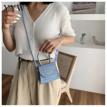 

Mini Small Square bag 2020 Fashion New Quality PU Leather Women's Handbag Crocodile pattern Chain Shoulder Messenger Bags
