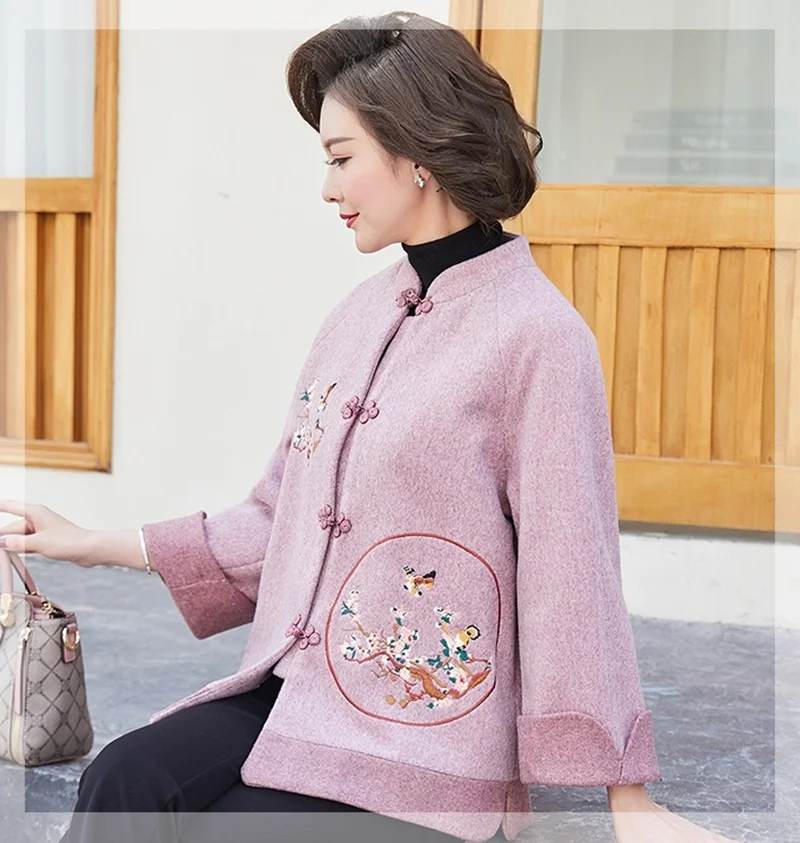 Традиционная китайская блузка среднего возраста китайский Cheongsam топы для женщин осенне-зимний костюм Тан китайская модная одежда