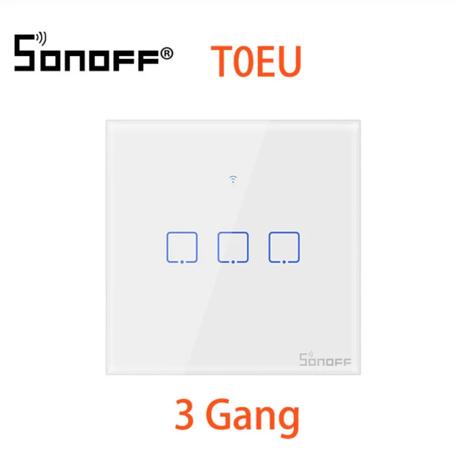 SONOFF T0 ЕС Wifi сенсорный экран переключатель работает с Amazon Alexa/для Google Home/для Google Nest/Роскошная стеклянная панель/светодиодный свет - Комплект: Sonoff T0 EU 3 gang