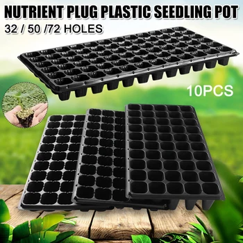 

10Pcs Seeding Tray Plastic Nursery Tray Succulent Plants Pot Seed Grow Box Tray HG99