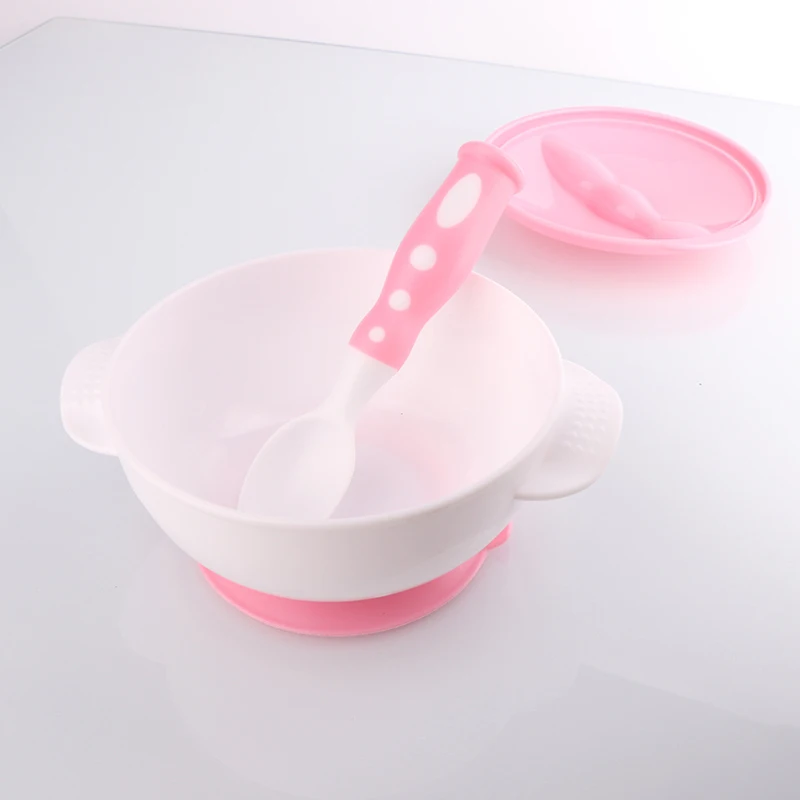 Baby Feeding Bowls Spoon Suction Bowl Tableware Spoon Infant Feeding Learning Eatting Dining Plates Toddler Dishes