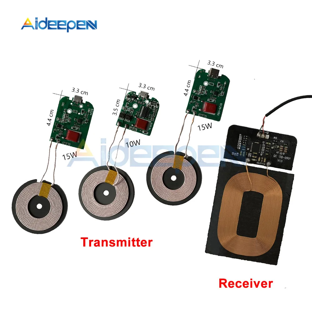 10W 15W 5V 12V Fast Charging Wireless Charger Transmitter Receiver Module Type-c USB + Coil Qi FOR CAR PHONE Battery | Инструменты