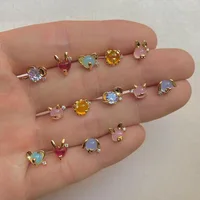 New Ins Cute Inlaid Zircon Animals Stud Earrings Simple Real Gold-plated Color Zircon Earrings For Women Girls Fashion Jewelry 1