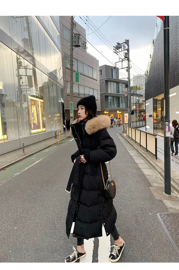 Large Natural Fox Fur Hooded Winter Down Coat Women White Duck Down Jacket Thick Warm Parkas Female Korean Loose Outerwear packable down jacket