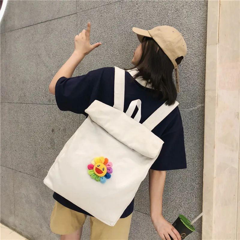 

2019 Fashion Female Backpack Large Capacity Travel Bag Canvas Flower School Bags For Teenage Girls Casual Preppy Style Mochila