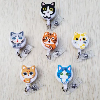 

1 pcs New Silica gel Cartoon Animal design Retractable Pull Badge Reel ID Name Tag Card Nurse Badge Holder For lovely Kids Reel