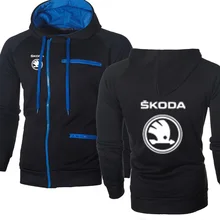 Мужские толстовки для автомобиля Skoda с логотипом, Повседневная Хип-Хоп Толстовка Harajuku, флисовые теплые толстовки с капюшоном, мужская куртка на молнии