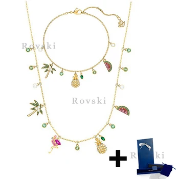 

Original SWA Watermelon Coconut Pineapple Necklace Bracelet Female 5374337 5375302 Original Logo Box Set Woman Jewelry Gift