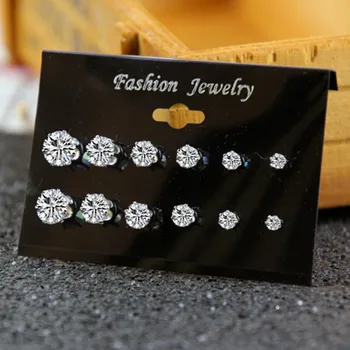 

2020 Brinco Pendientes Earings The New Multi-size Diamond Zircon Earrings Simple Atmospheric Fashion Gem Size 6 Pairs Of Set
