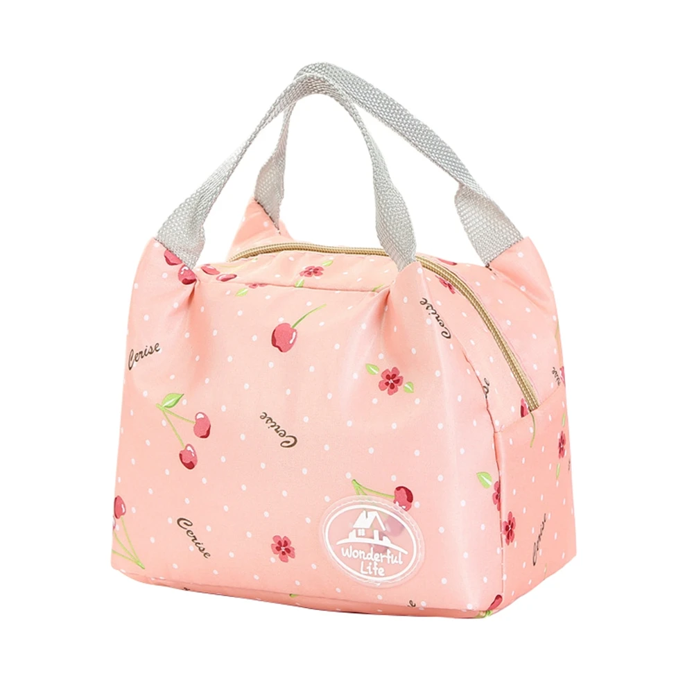 

Portable Lunch Bag Handbag Waterproof Printing Insulation Lunch Box Bag Thicken Peach Skin Velvet Food Cooler Bag