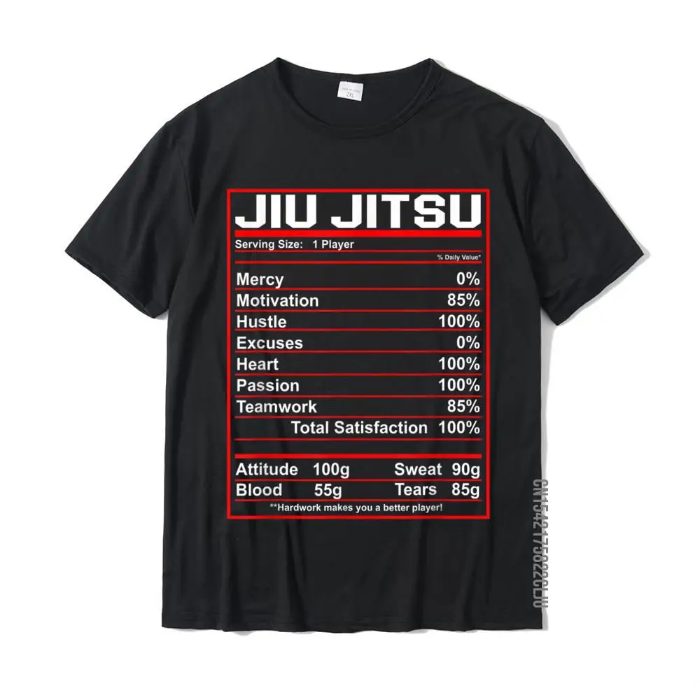 PrintFunny Short Sleeve Tees Summer Funny O Neck 100% Cotton Tee-Shirt Men Top T-shirts Simple Style  Drop Shipping Funny Jiu Jitsu Nutrition Facts Bjj Fighter T-Shirt__34742 black