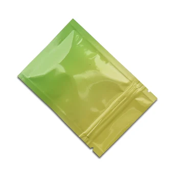 

7x10cm Yellow-green Gradient Top Zip Lock Aluminum Foil Bag Resealable Snacks Dried Food Vacuum Storage Mylar Bag 200pcs