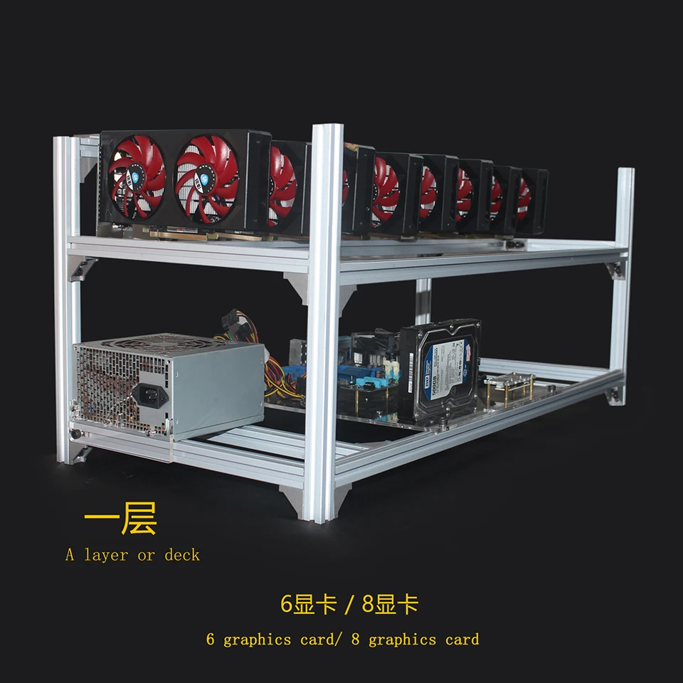 6 8 12 19 GPU 광부 마이닝 장비 알루미늄 쌓을 수있는 야외 케이스 컴퓨터 ETH 프레임 장비 Bitcon 광부 키트 조립되지  않은 Ethereum - AliExpress