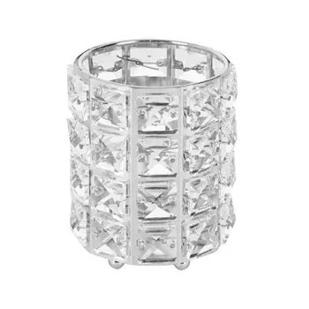 

European Bead Crystal Metal Makeup Brush Storage Tube Eyebrow Pencil Organizer AXYD